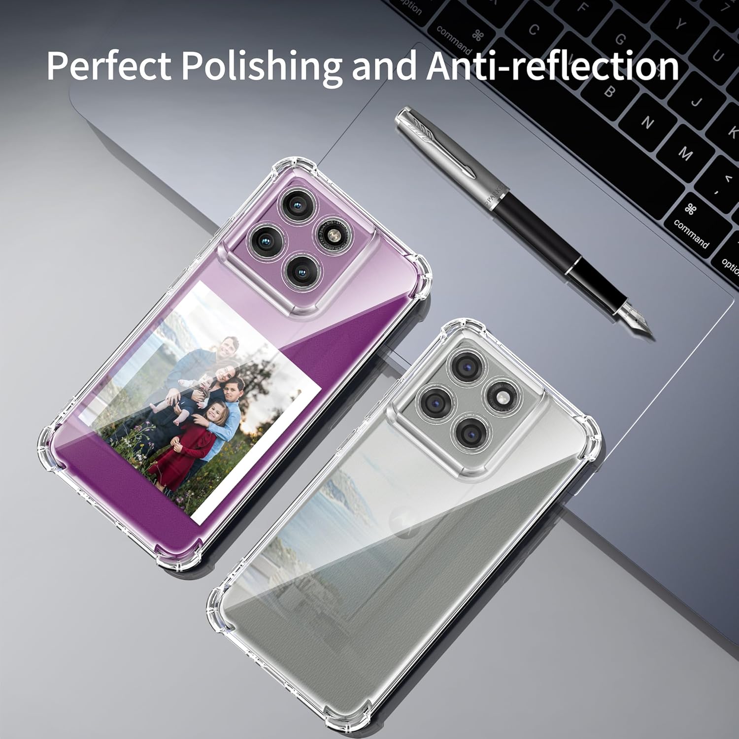 Thumbnail 4 de Tentoki Hülle für Motorola Edge 60 Pro (transparent, anti-Vergilbung, ultradünn, stoßfest)