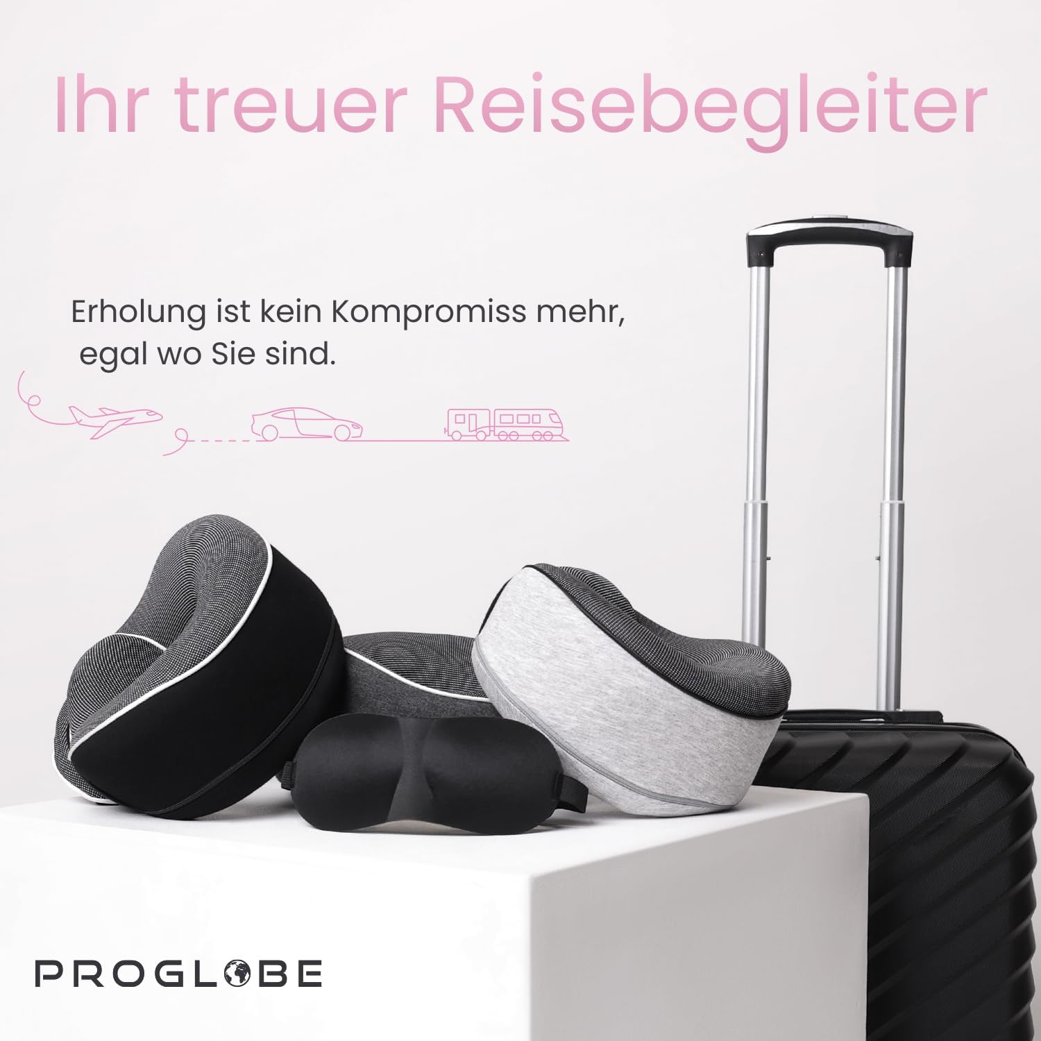 Thumbnail 6 de Proglobe Nackenkissen Flugzeug – Reisekissen aus Memory Foam, 100% Memory Foam, Rosa