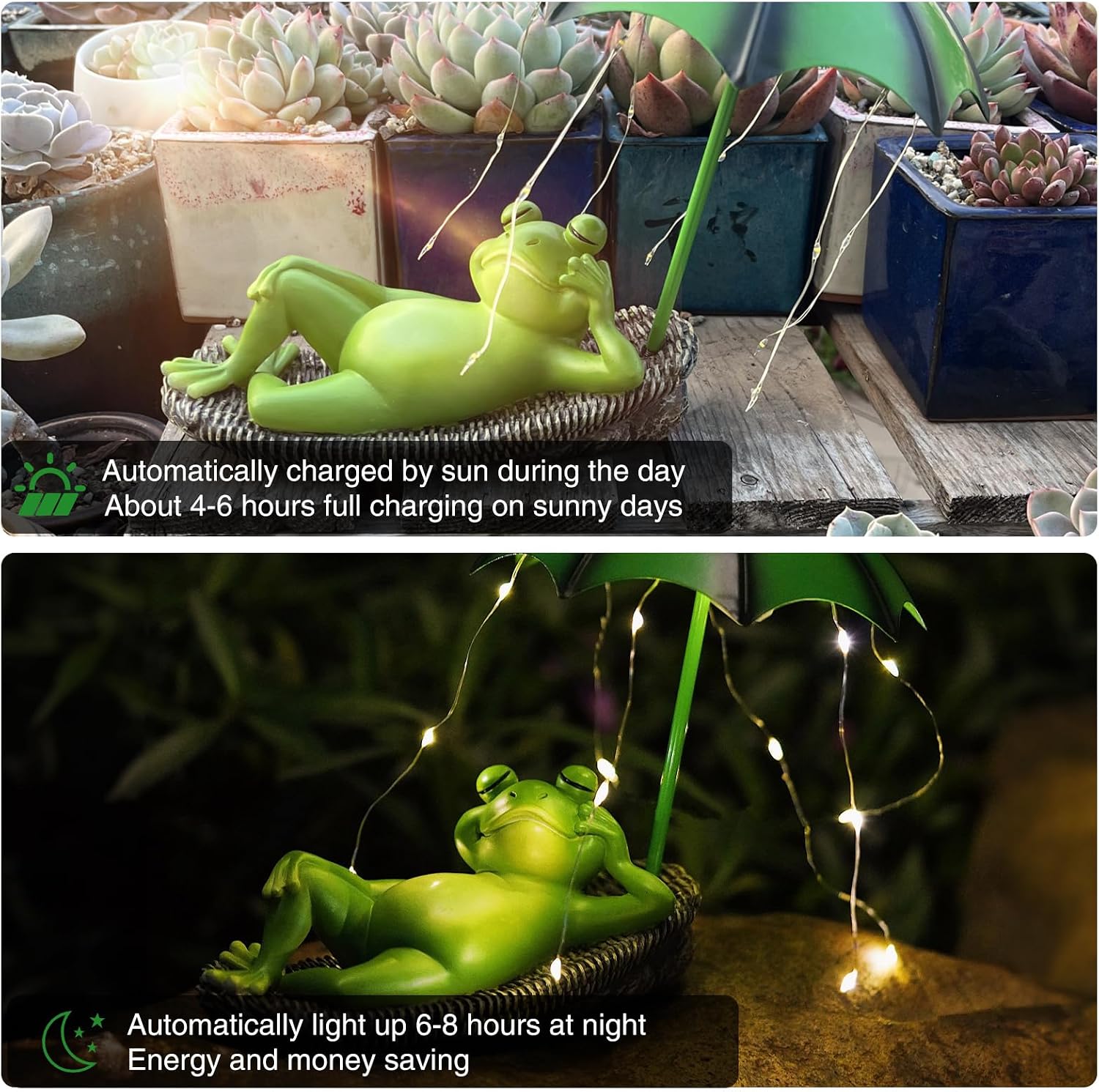 Detalle 2 de Wowlela Solar Frosch Statue mit LED