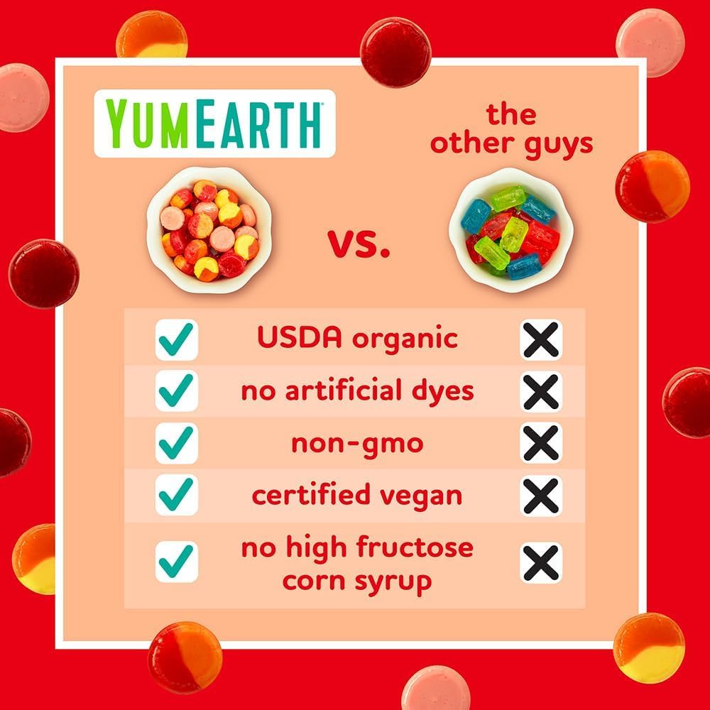 Detalle de YumEarth Organic Fruit Drops Hard Candy, Variety Flavors, Vegan & Gluten-Free