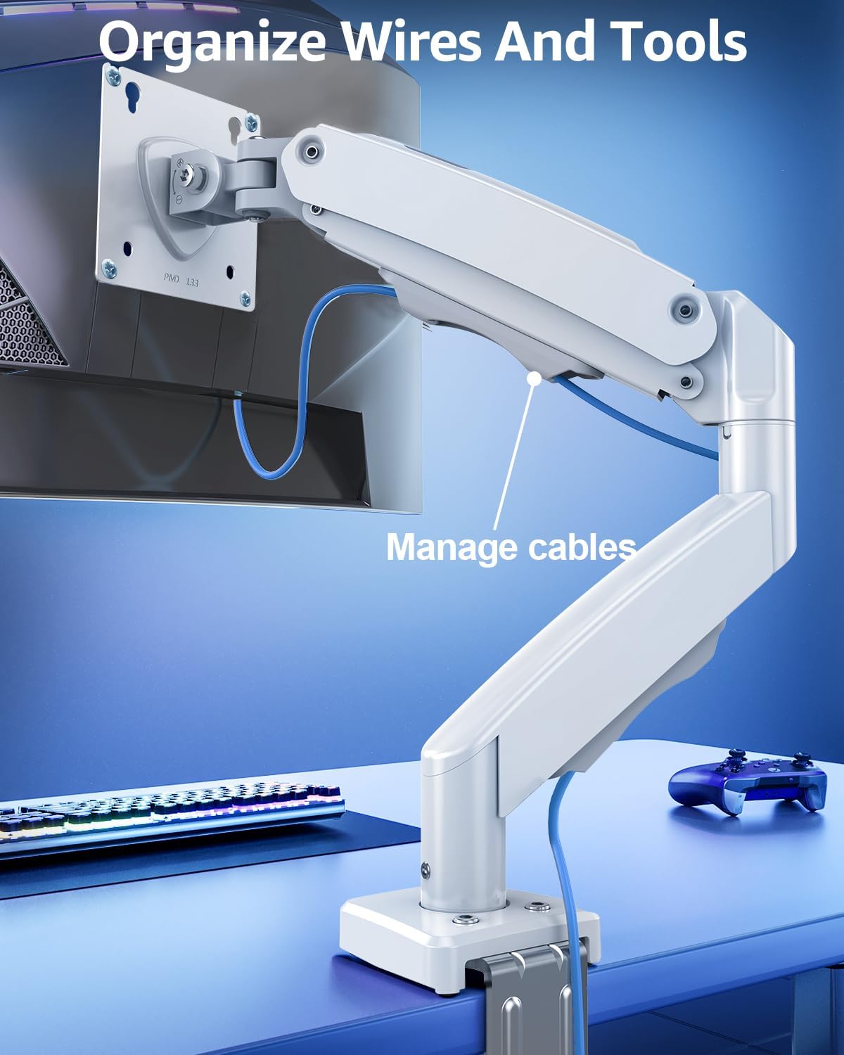 Thumbnail 6 de MOUNTUP Pro White Single Monitor Arm, 22–32 Inches, 4.4–22 lbs