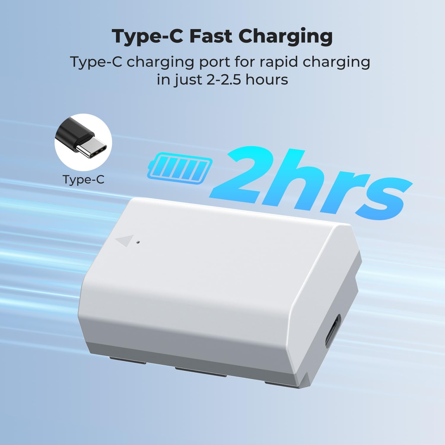 Detalle de K&F CONCEPT 2-Pack NP-FZ100 Battery (2600mAh) with USB-C Fast Charge for Sony Cameras