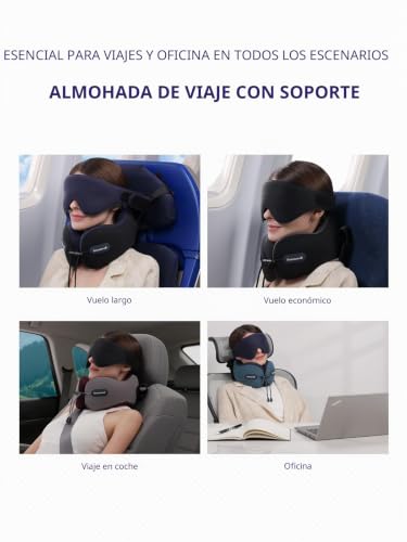 Detalle 2 de Bonairest almohada de viaje con antifaz 3D, correa y espuma de doble densidad