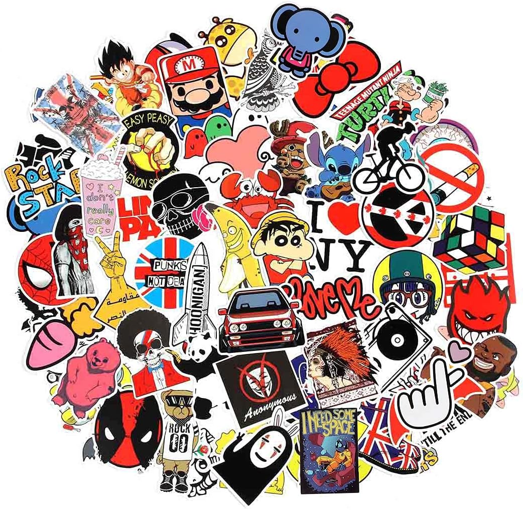 Detalle 2 de Cool Random Stickers Pack (55–500pcs) PVC vinyl waterproof laptop & skateboard decals