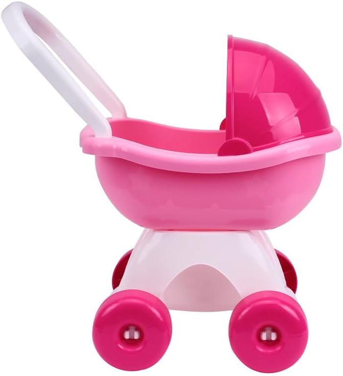 Detalle 1 de FANCY 8256 – wózek spacerowy dla lalek do 36 cm, różowy, z budką i schowkiem