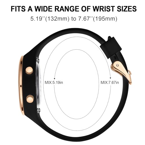 Thumbnail 3 de LN LENQIN Montre Femme R046-Black Gold Black : chronomètre digital 30 m, LED et alarmes