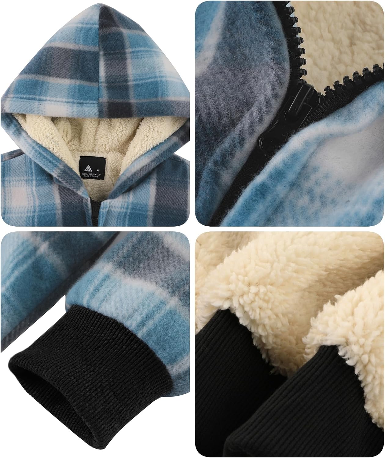 Detalle 1 de JACKETOWN fleecejas voor jongens met ruitjesmotief, capuchon en rits