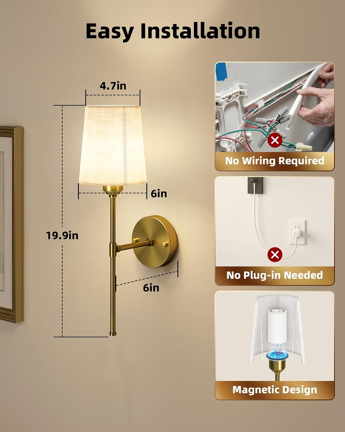 Detalle de EZVALO Rechargeable Wall Sconces 7500mAh