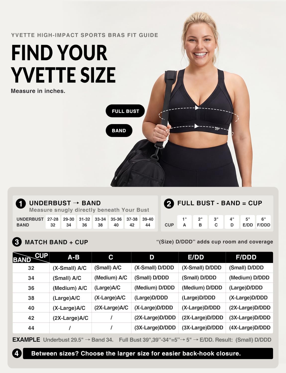 Detalle de Yvette High-Impact Sports Bra for Women with V-Neck & Adjustable Criss-Cross Straps