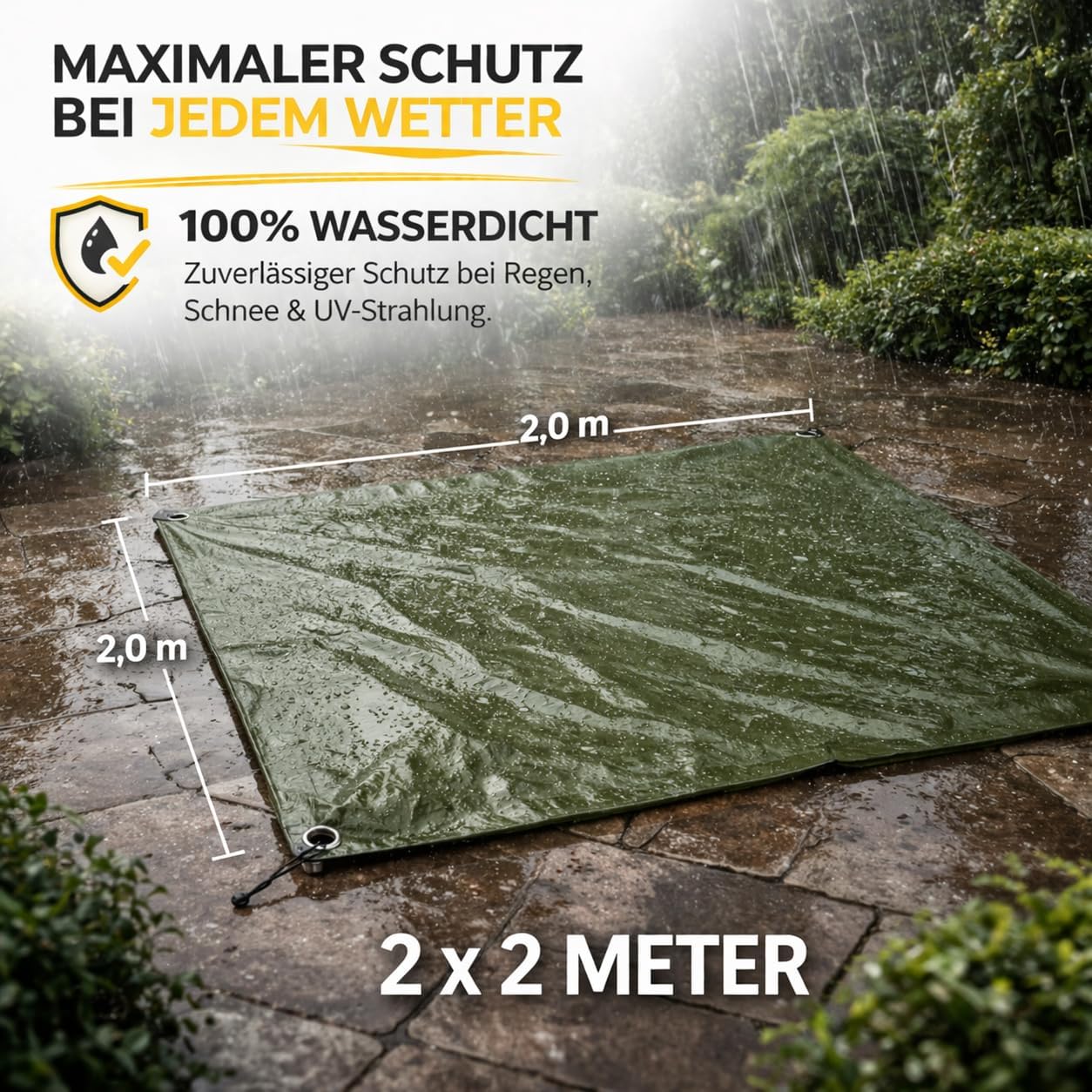 Thumbnail 6 de Telone di copertura toolmate 2 x 2 m verde con occhielli, impermeabile 200 g/m²