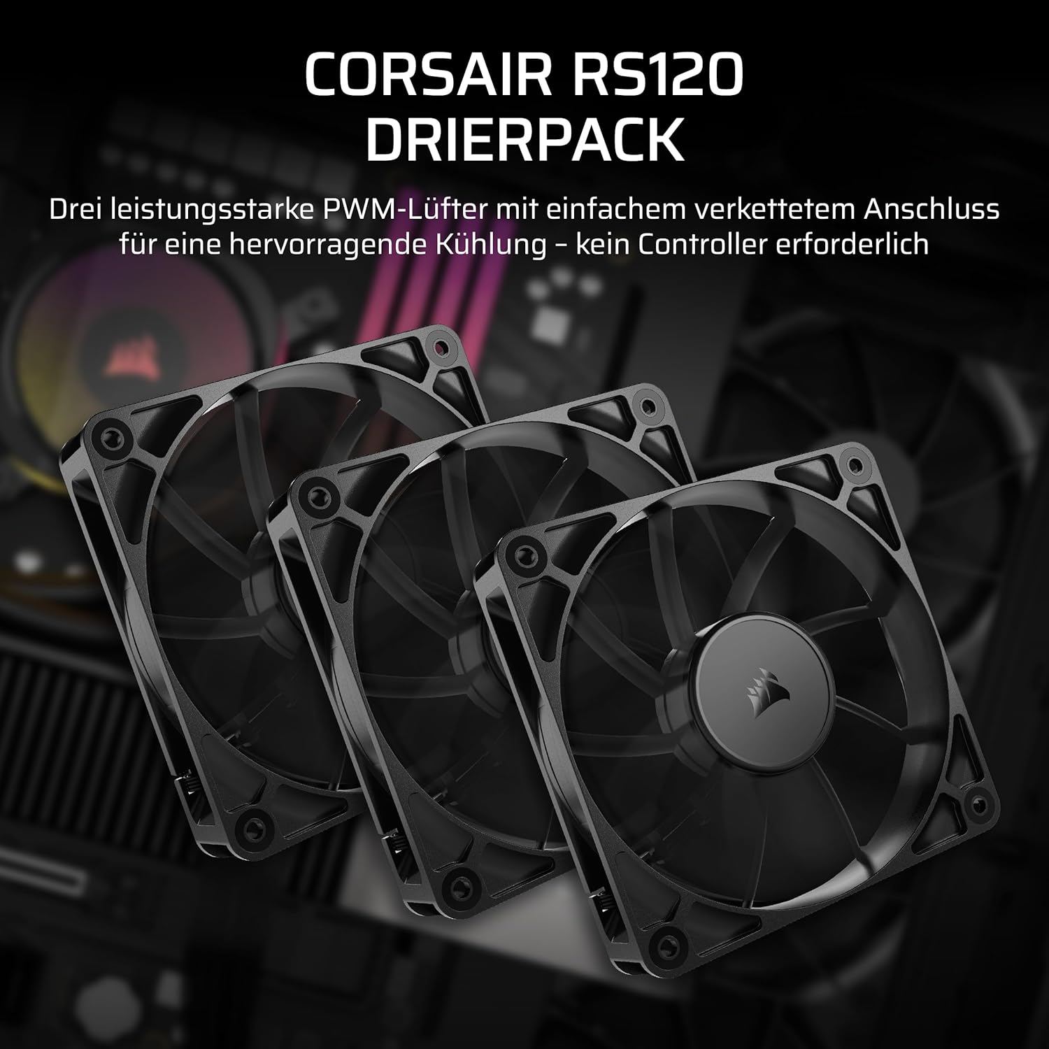 Thumbnail 1 de CORSAIR RS120 120mm PWM Lüfter – Daisy-Chain, 3er Pack, geräuscharm