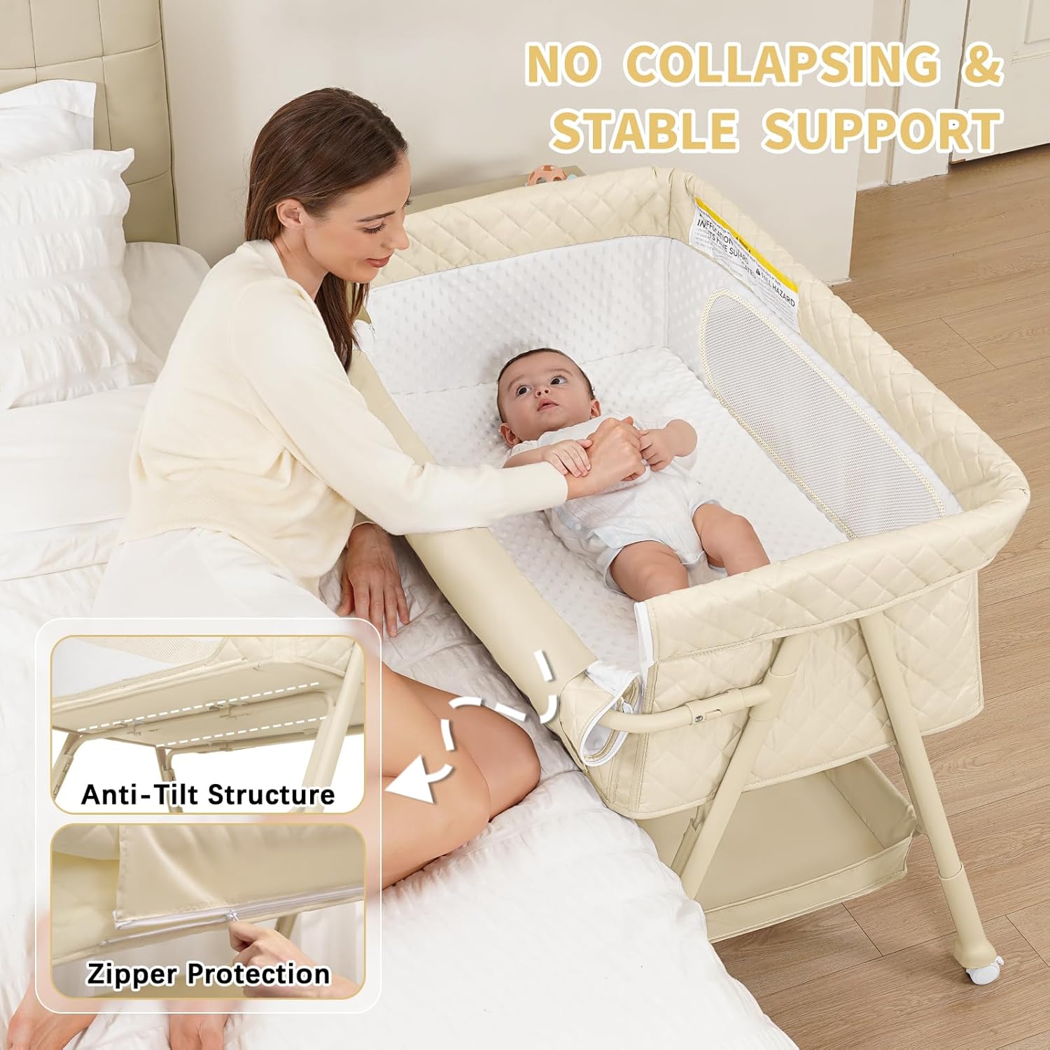 Thumbnail 2 de Kiniew Baby Crib 4-Height Adjustable Bassinet