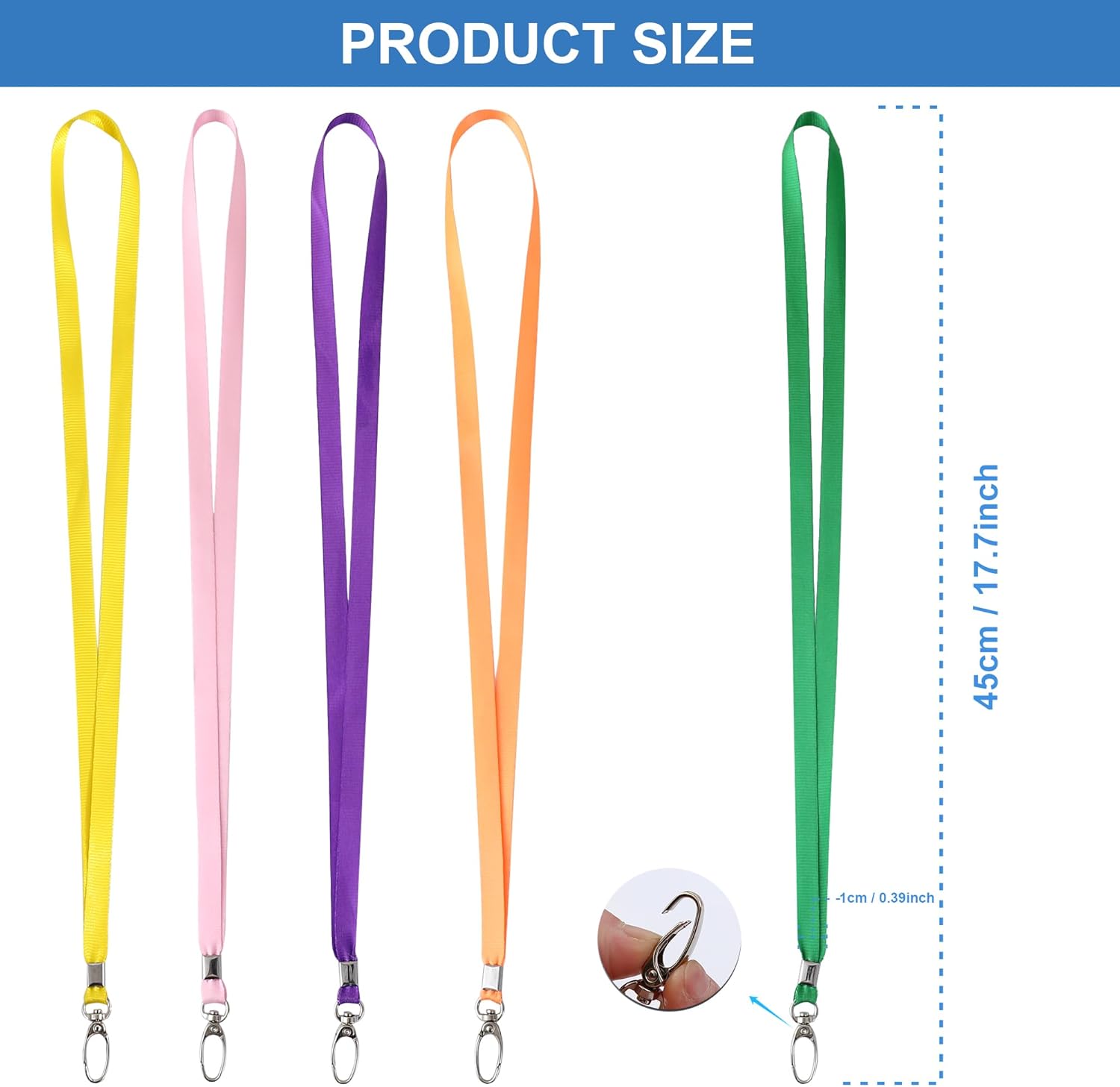 Thumbnail 2 de ROSSHINE 25pcs green nylon neck lanyards with swivel metal hook (46cm) for keys, ID cards and badges