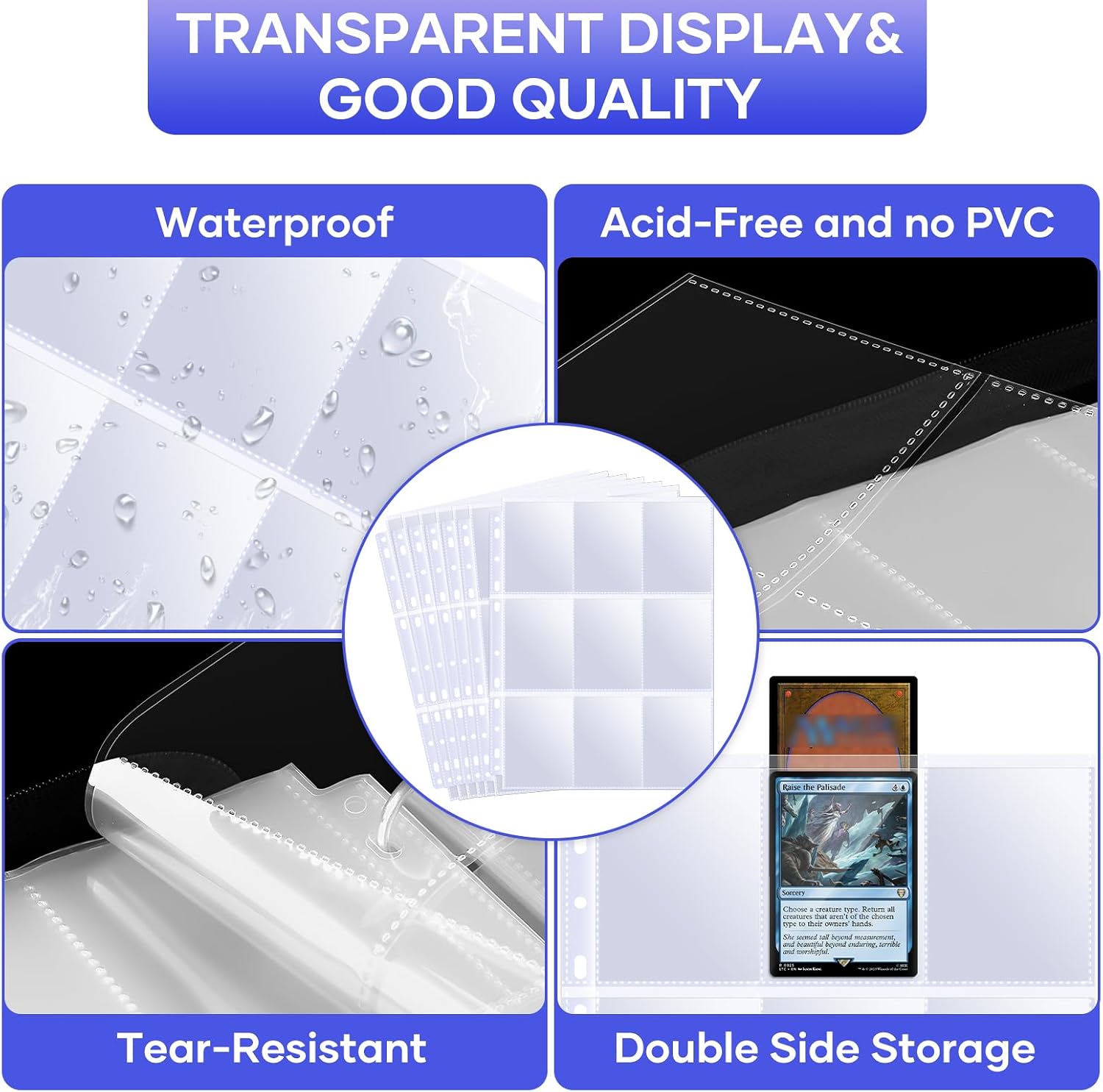 Thumbnail 4 de 40 Pack 9 Pocket Page Protectors for 3 Ring Binder – Double-Sided Card Pages (720 Slides) for MTG, Baseball, and More