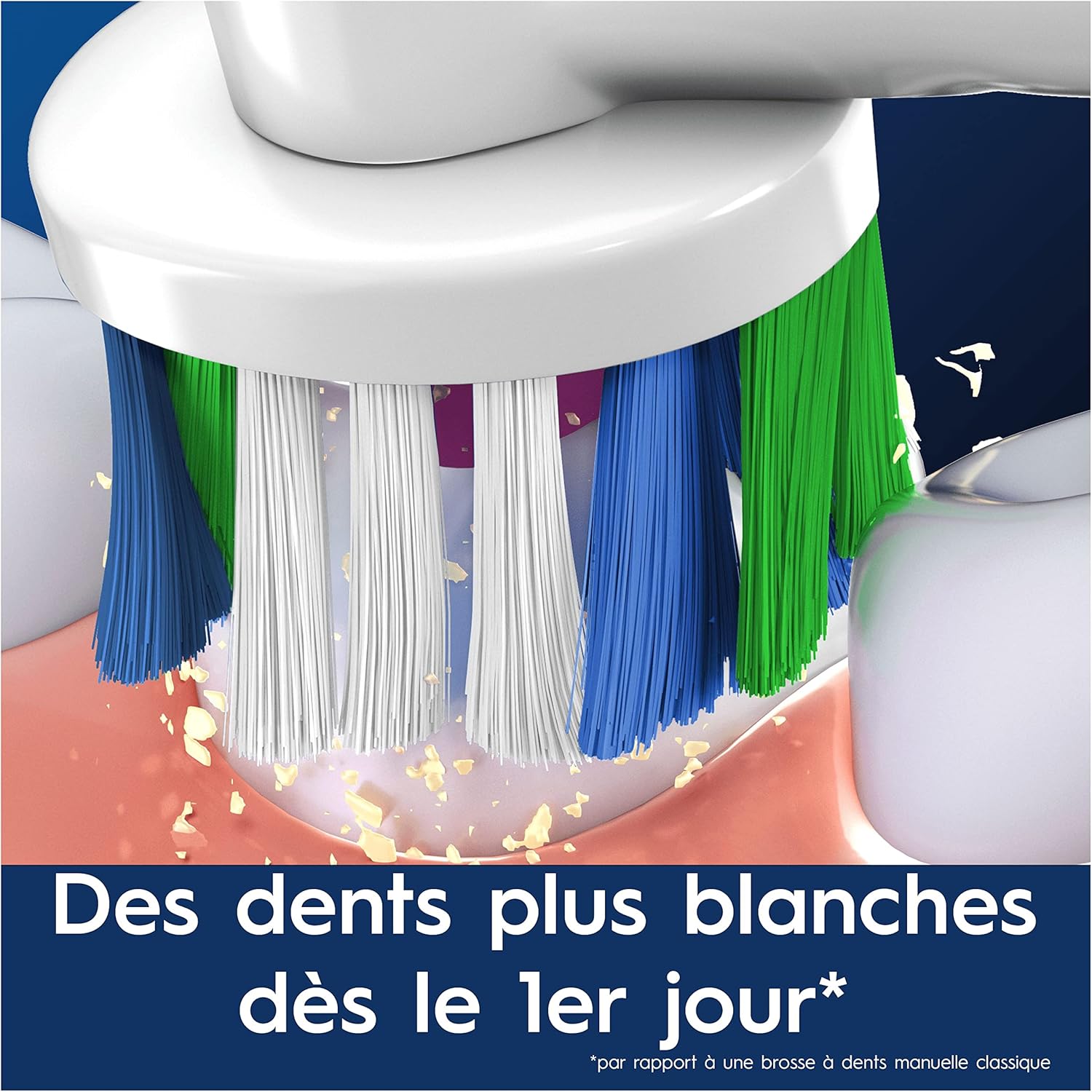 Detalle de Oral-B Brossettes de Rechange 3D White – Lot de 8 (Blanches) pour brosse à dents électrique