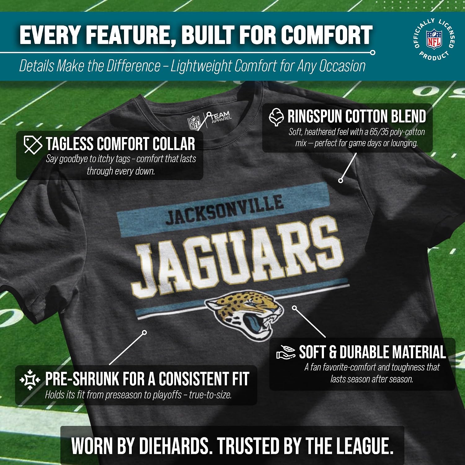 Detalle de NFL Jacksonville Jaguars T-Shirt, Charcoal