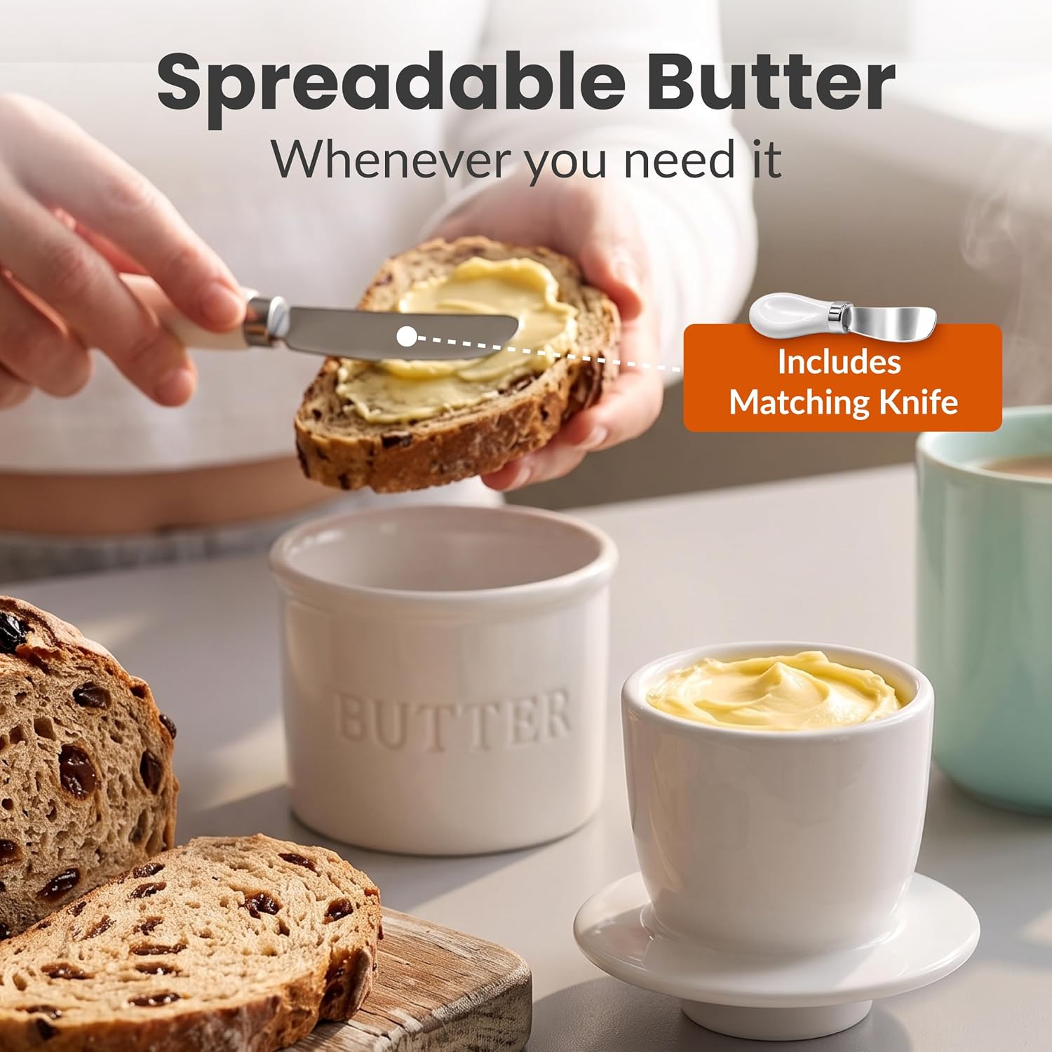 Detalle 2 de Priority Chef Butter Crock Ceramic Butter Dish 1.33 Sticks