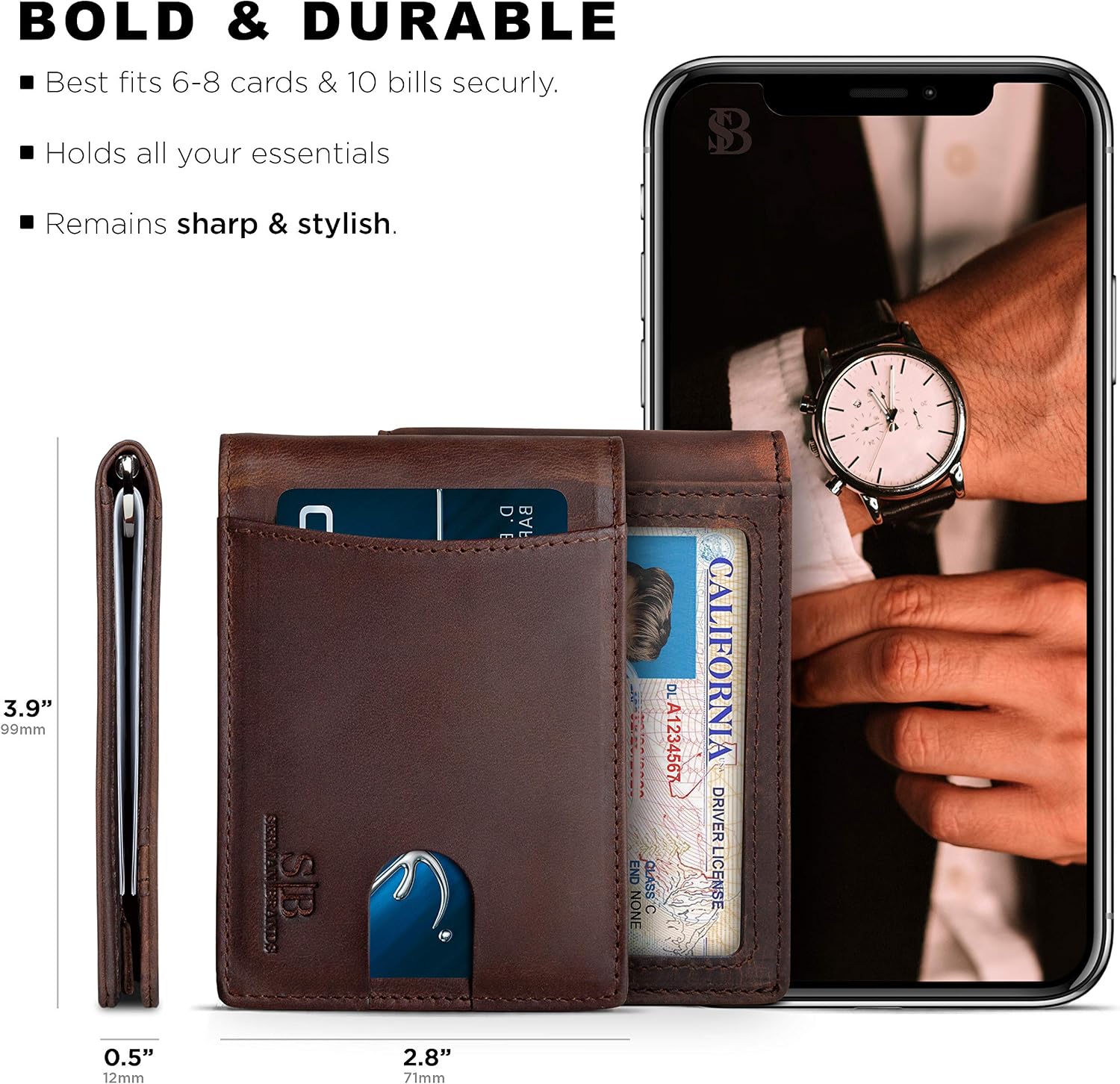 Thumbnail 4 de SERMAN BRANDS Slim RFID Bifold Wallet with Money Clip ๐ผ