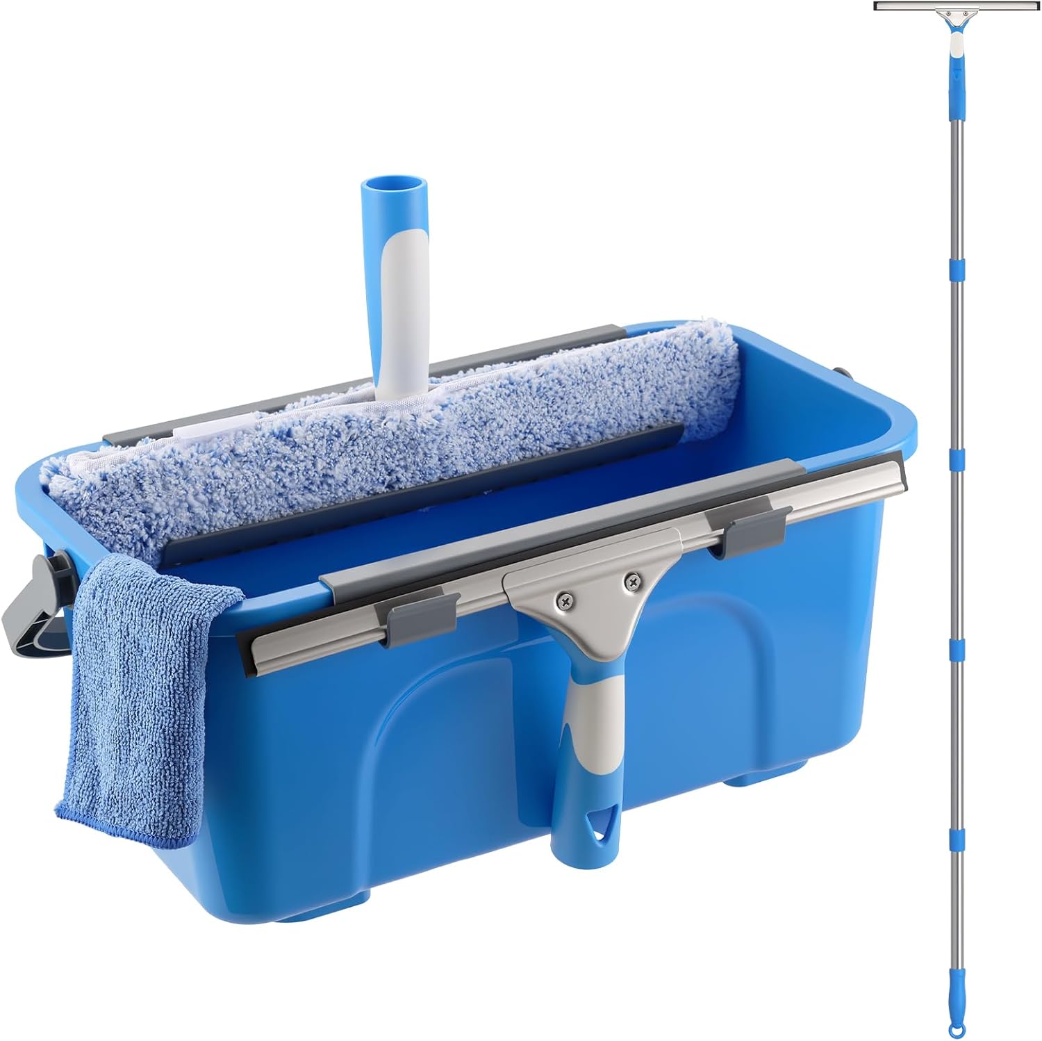 Detalle de Mitclear Professional Window Cleaning Kit with 3 Gallon Bucket and 77-Inch Reach