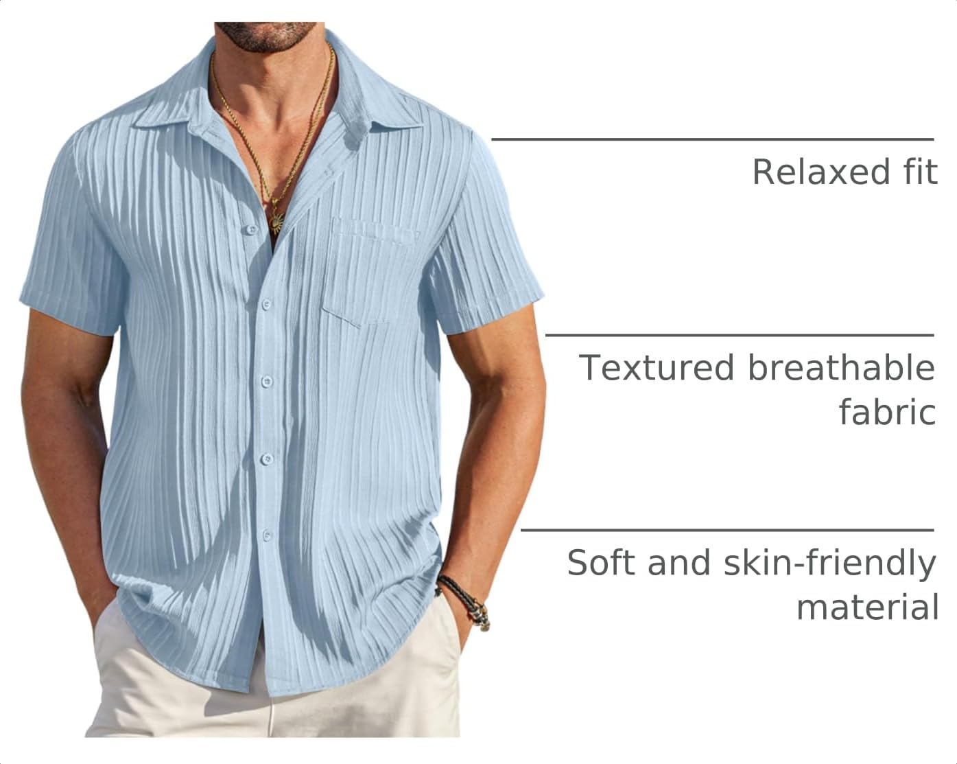 Thumbnail 3 de COOFANDY Casual Short Sleeve Shirt