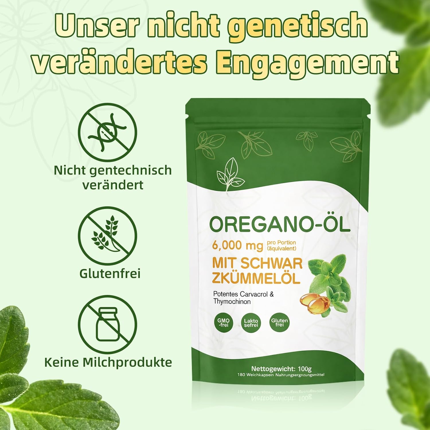 Thumbnail 5 de Oregano Öl Kapseln 6000 mg (2-in-1 Oregano & Schwarzkümmelöl) – 180 Softgels, vegan, gluten- & laktosefrei