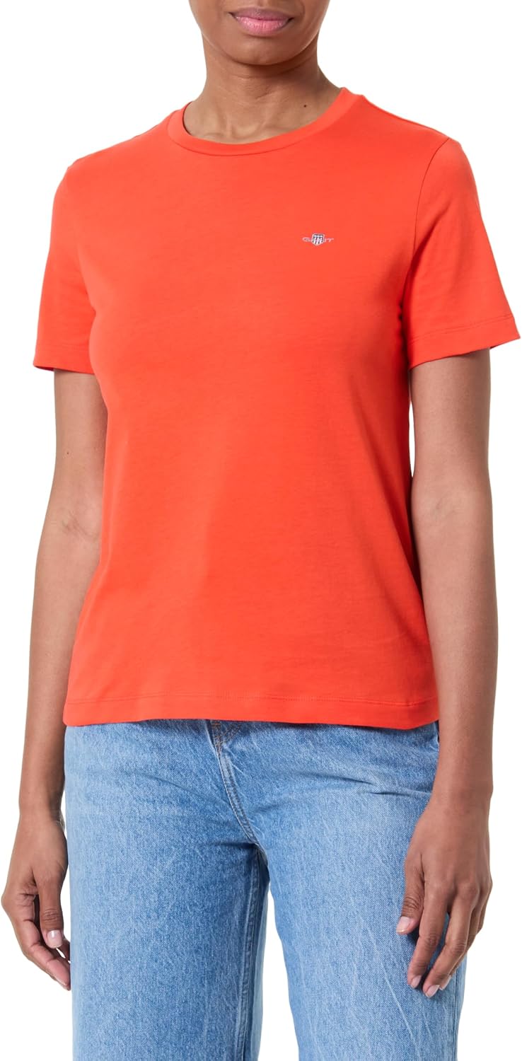 Detalle de GANT Herren Normales Schild-T-Shirt in Bubblegum Pink – normale Passform, hoher Baumwollanteil