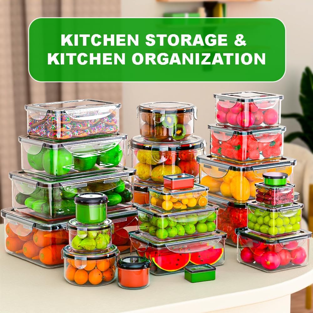 Thumbnail 5 de 62 Pcs Large Food Storage Containers with Lids – Airtight, BPA-Free, Leakproof Set
