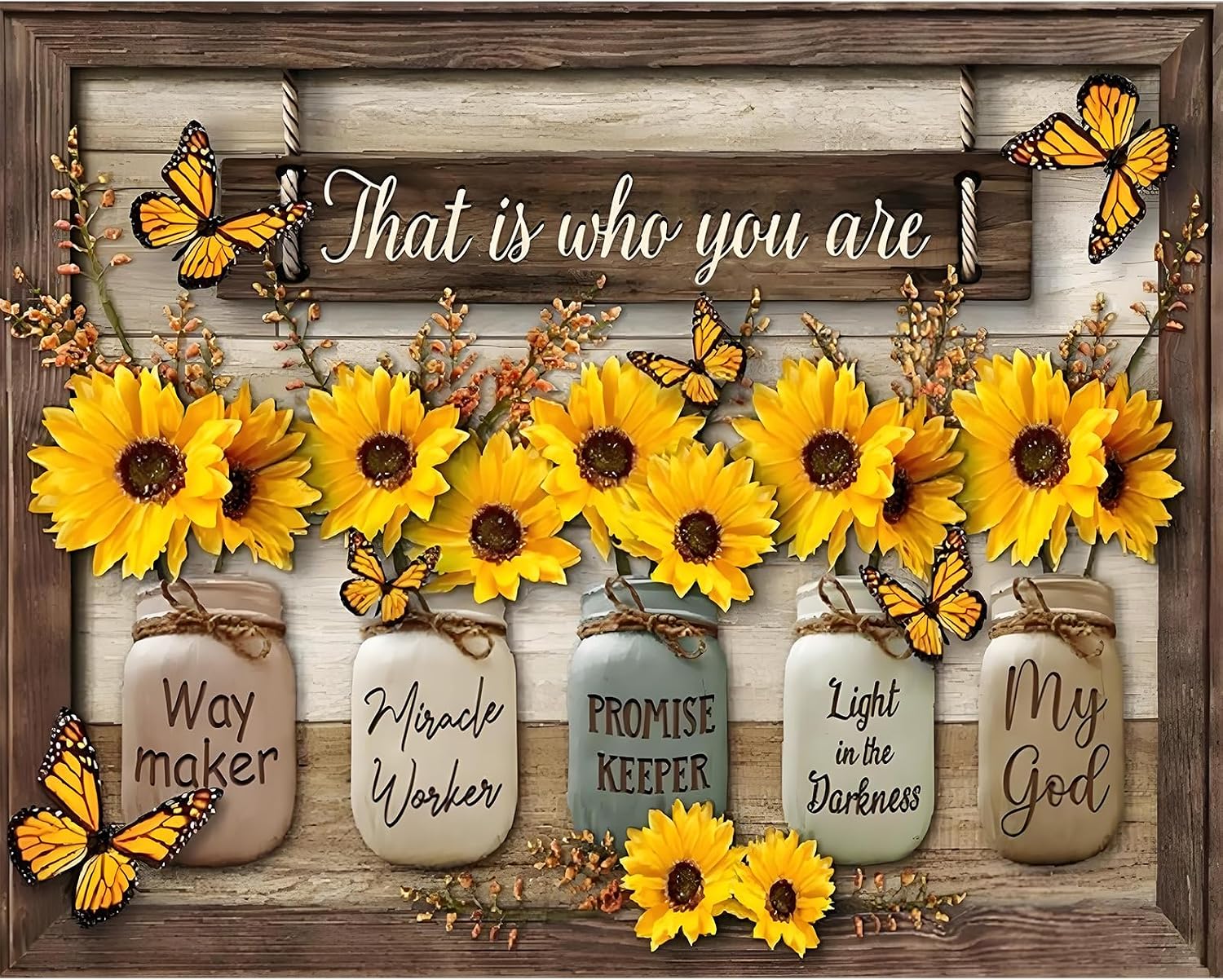Detalle de Camocin Art Malen nach Zahlen Erwachsene „Sonnenblumen & Schmetterling“ (40x50 cm) – Leinwand-Set zum DIY