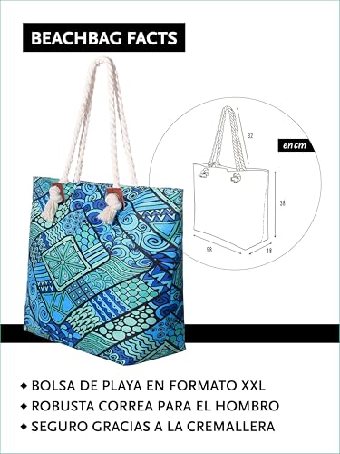 Thumbnail 1 de DonDon Bolso de playa grande impermeable con cremallera Ethno