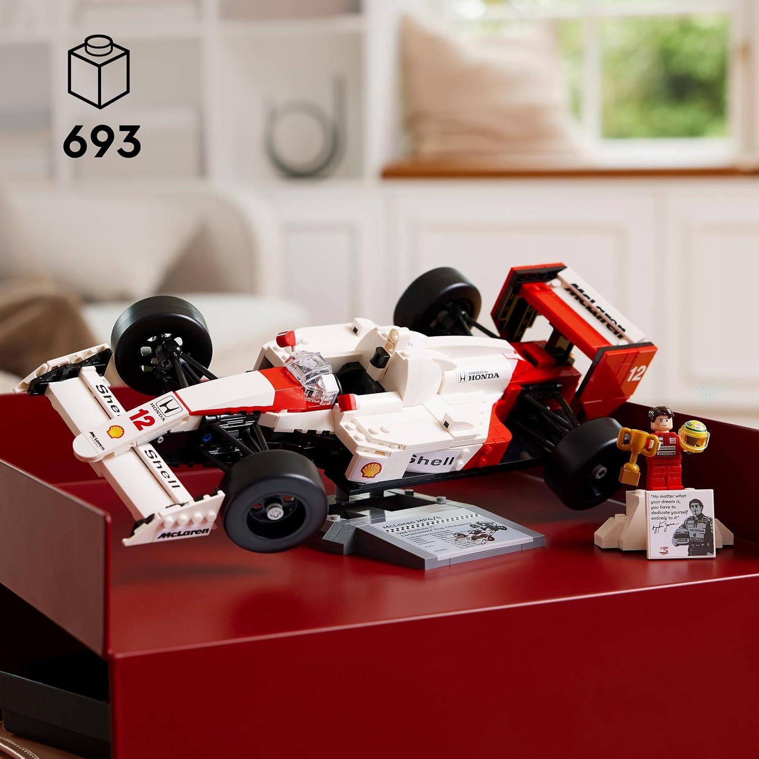 Detalle de LEGO Icons McLaren MP4/4 & Ayrton Senna Modellauto Set 10330 – Detailreiche Bauidee für Erwachsene