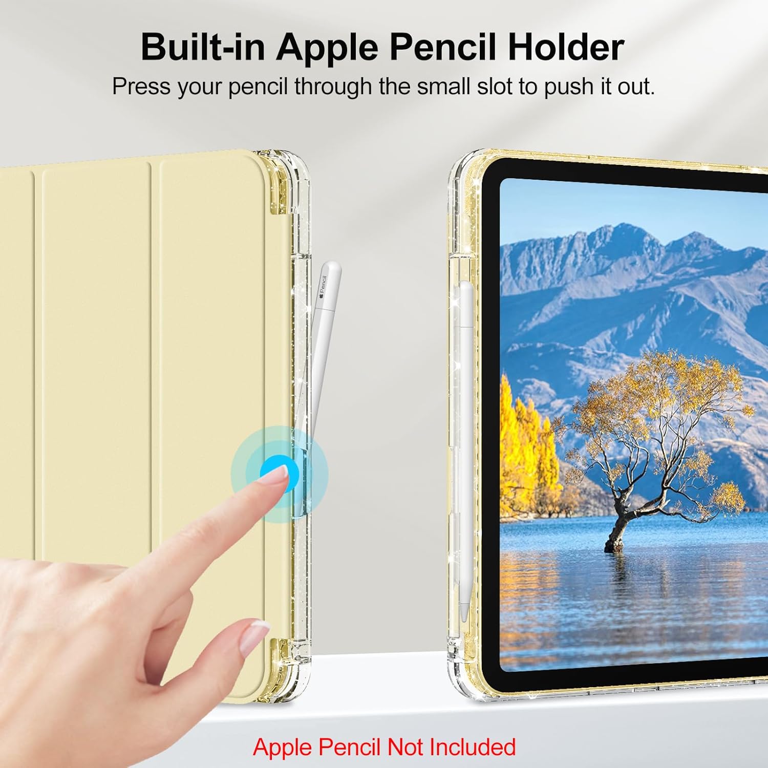 Thumbnail 5 de FINTIE Glitzer Hülle für iPad 11./10. Generation (2025/2022, A16) mit Stifthalter – transparent & stoßfest, Gold