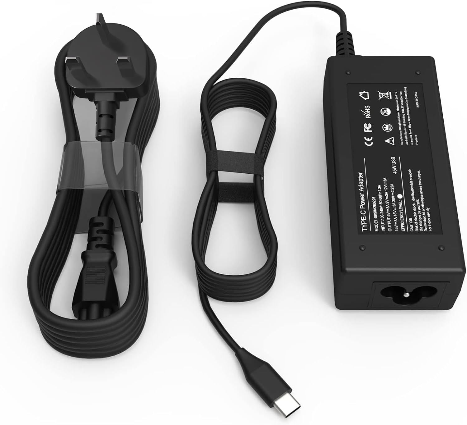 Detalle de Byprlvps Universal 45W Chromebook Charger USB C – UK Compatibility, 5V–20V Fast Charge