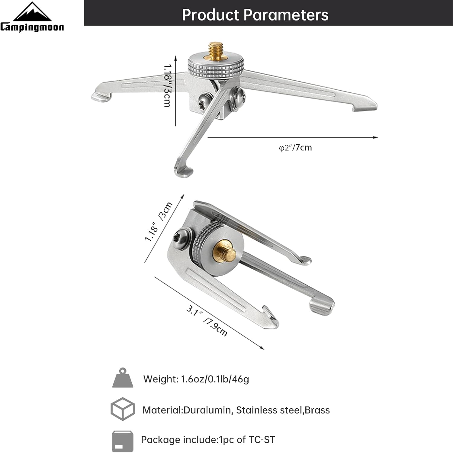 Thumbnail 6 de Campingmoon Outdoor Stabilisator für nachfüllbare Gastanks – faltbarer Edelstahl/Aluminium-Kameraständer (1/4)