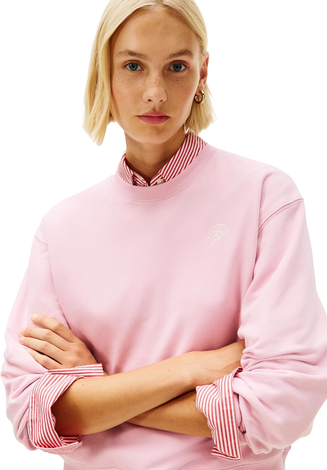 Detalle de Tommy Hilfiger Adaptive Women’s TH Script Regular Terry Sweatshirt Ww0ww49418
