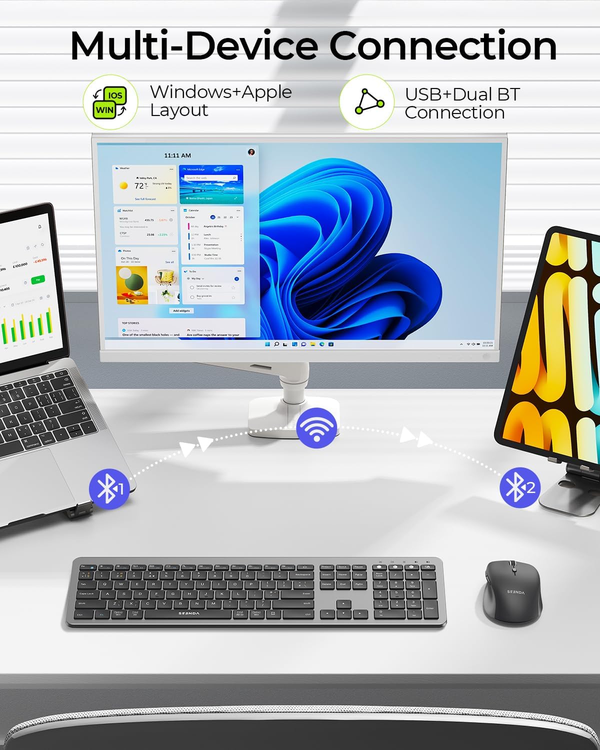 Thumbnail 1 de Seenda COE300 Wireless keyboard set for Windows