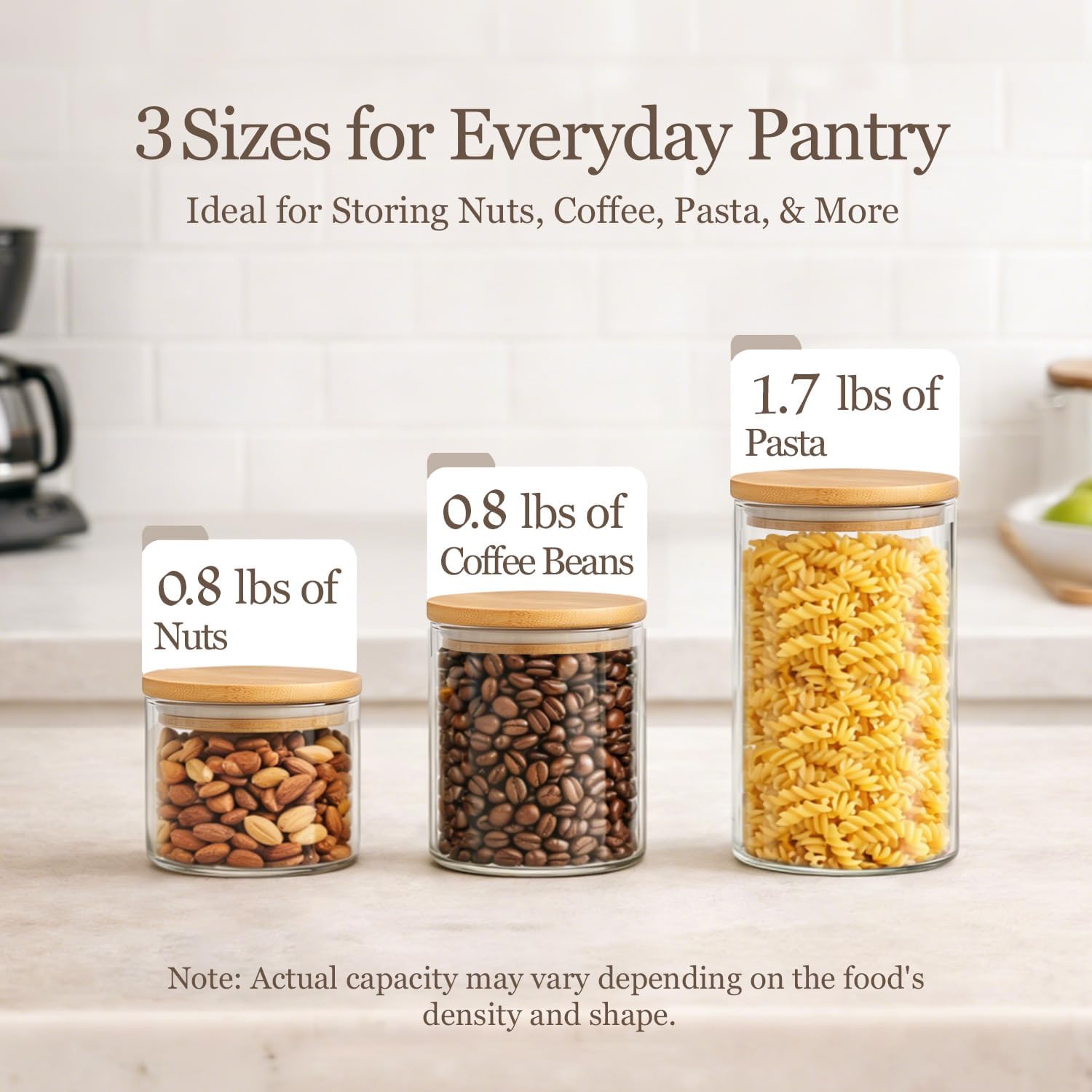 Thumbnail 1 de ComSaf Glass Storage Containers with Lids (0.6qt/1qt/1.5qt) Set of 6 — Airtight Pantry Glass Jars