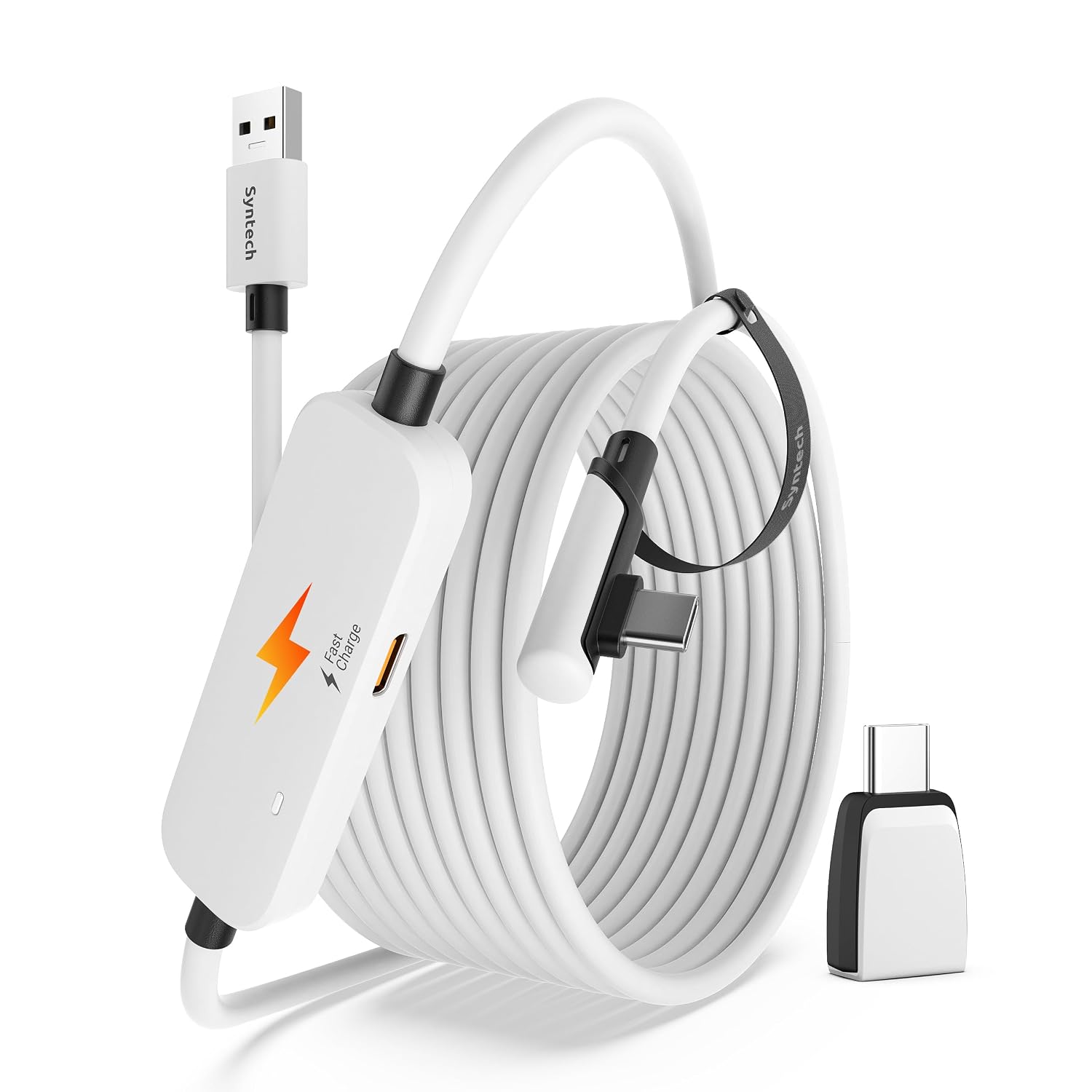 Detalle de Syntech Link Kabel 5 m/16 ft – 2‑in‑1 USB-A/USB-C VR‑Kabel für Meta Quest 3S/3/2/Pro und Pico 4