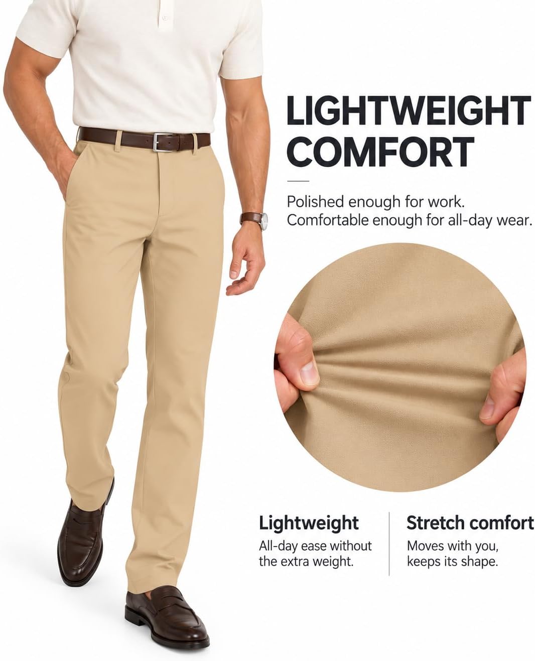 Thumbnail 6 de SNOWTEN Men's Classic Fit Golf Pants, Lightweight Stretch, Straight Leg