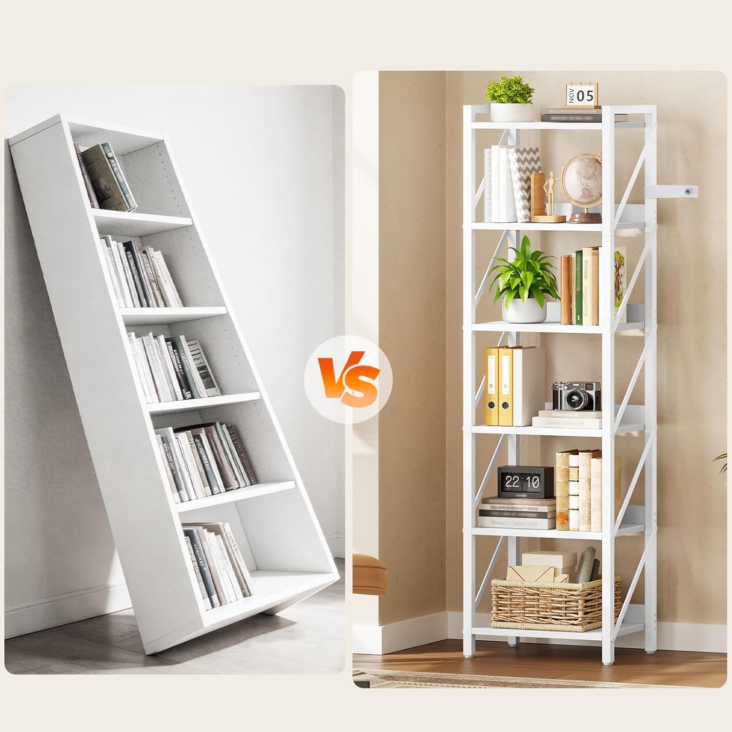 Thumbnail 5 de HOOBRO Scaffale a 6 Ripiani in Stile Moderno Bianco EWW72SJ01