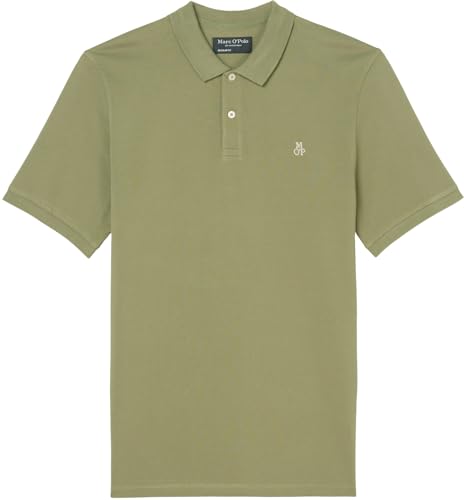 Detalle 2 de Marc O'Polo Herren Kurzarm-Poloshirt aus Bio-Baumwolle Regular Fit – Olive, XXL
