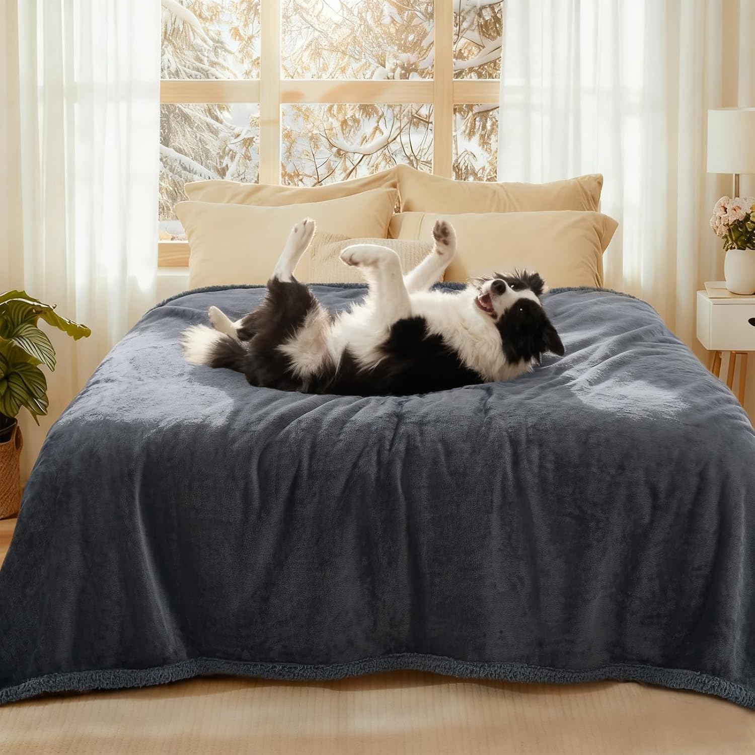 Thumbnail 6 de luciphia wasserdichte Hundedecke Lichtgrau S (71 × 102 cm) – reversible Decke mit Innen-Schutz
