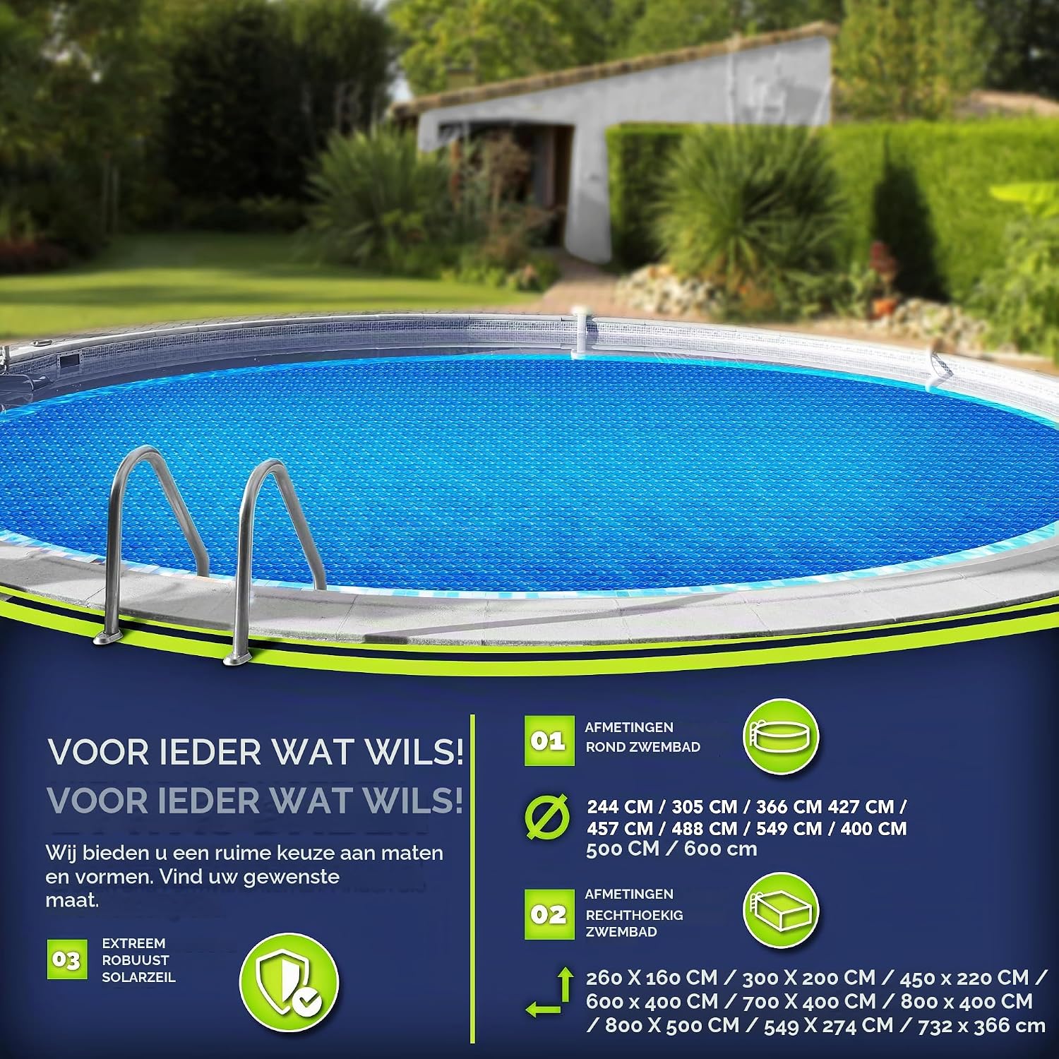 Detalle 2 de tillvex TVPPF Premium zwembad zonnezeil 300 x 200 cm, 400 µm