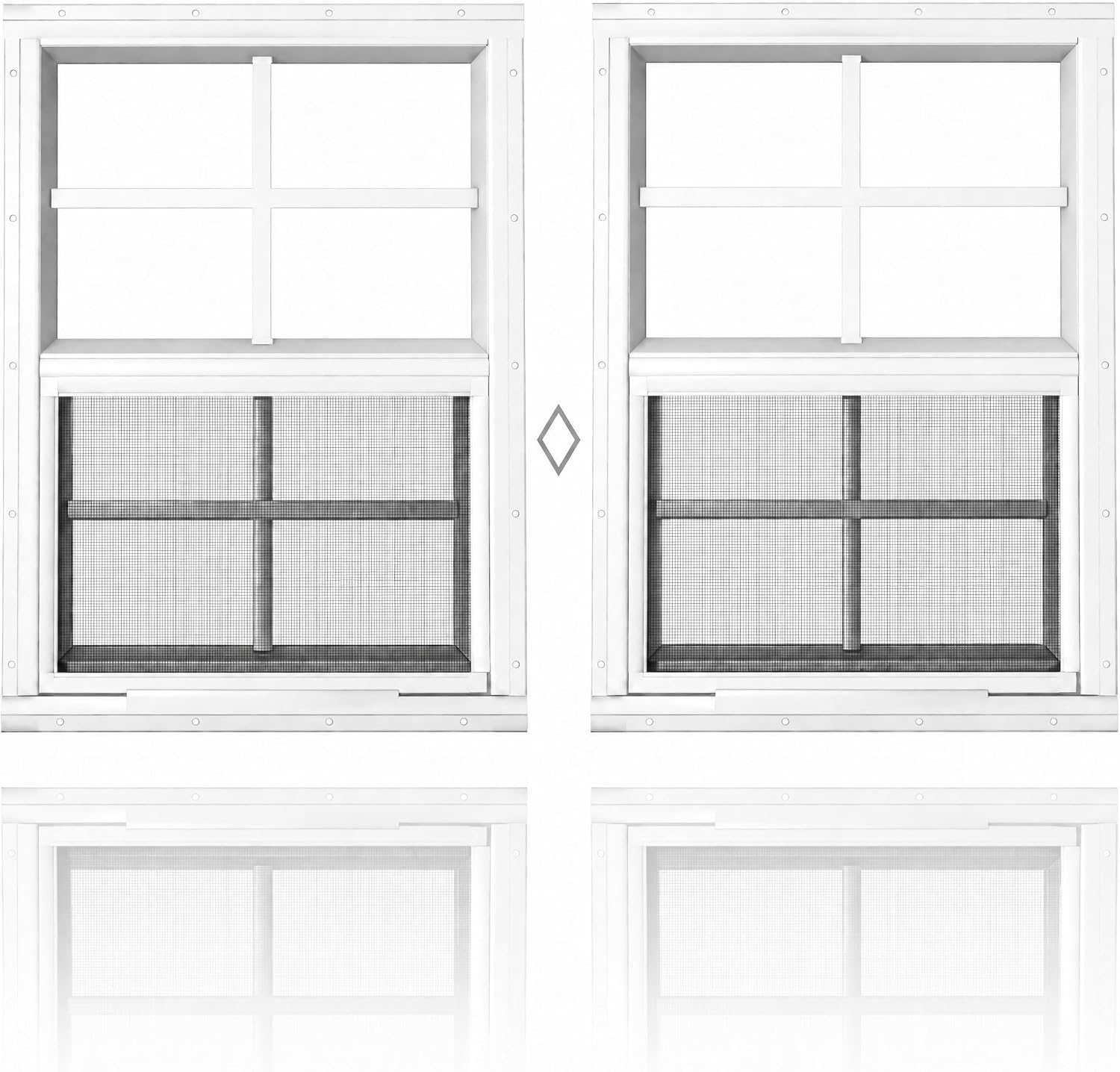 Detalle de Byijpzi TDSW Shed Windows, 2-Pack, 18" x 23", White Aluminum Frame