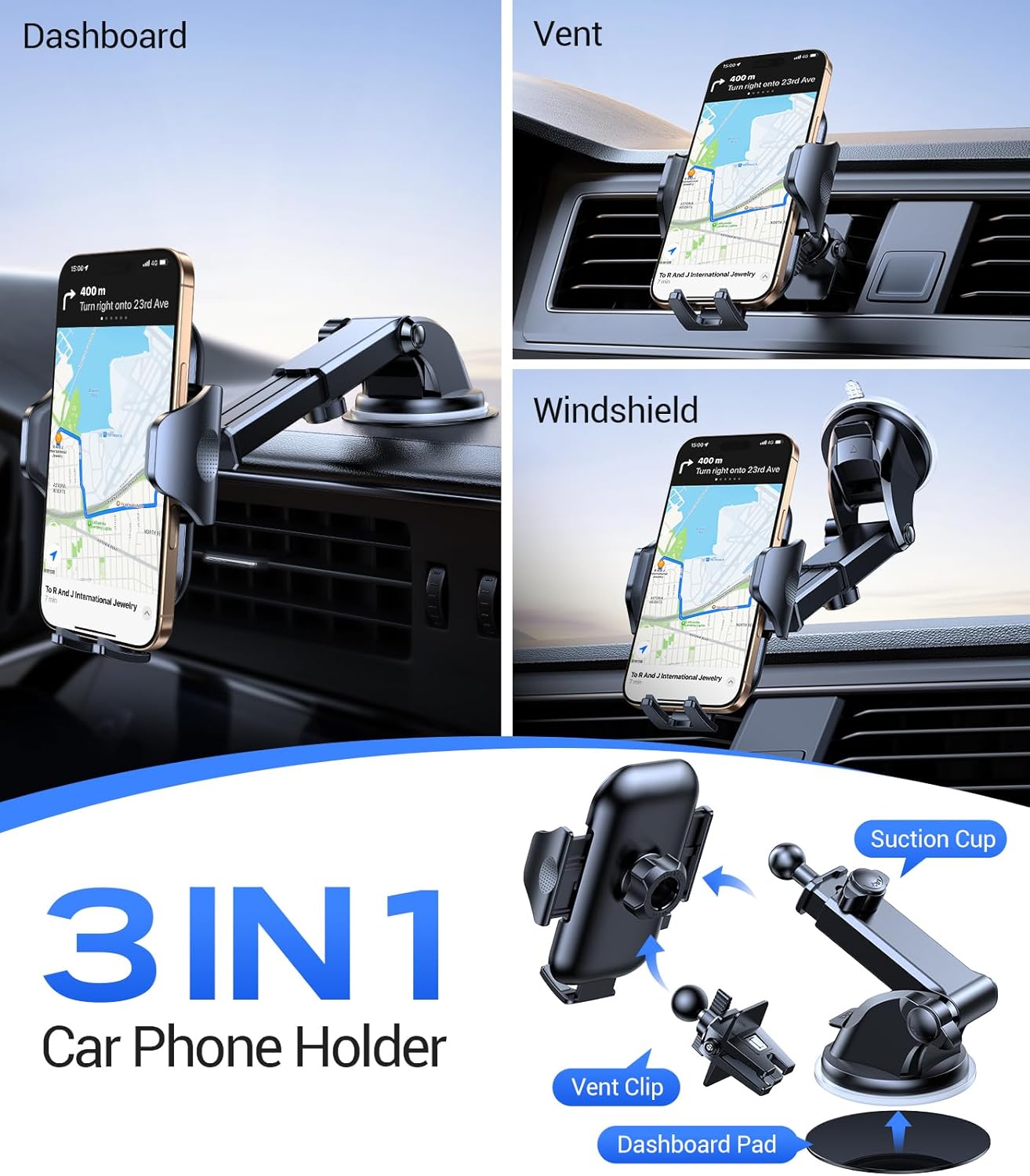 Thumbnail 3 de VICSEED True Military-Grade Shockproof Car Phone Holder 95 lbs