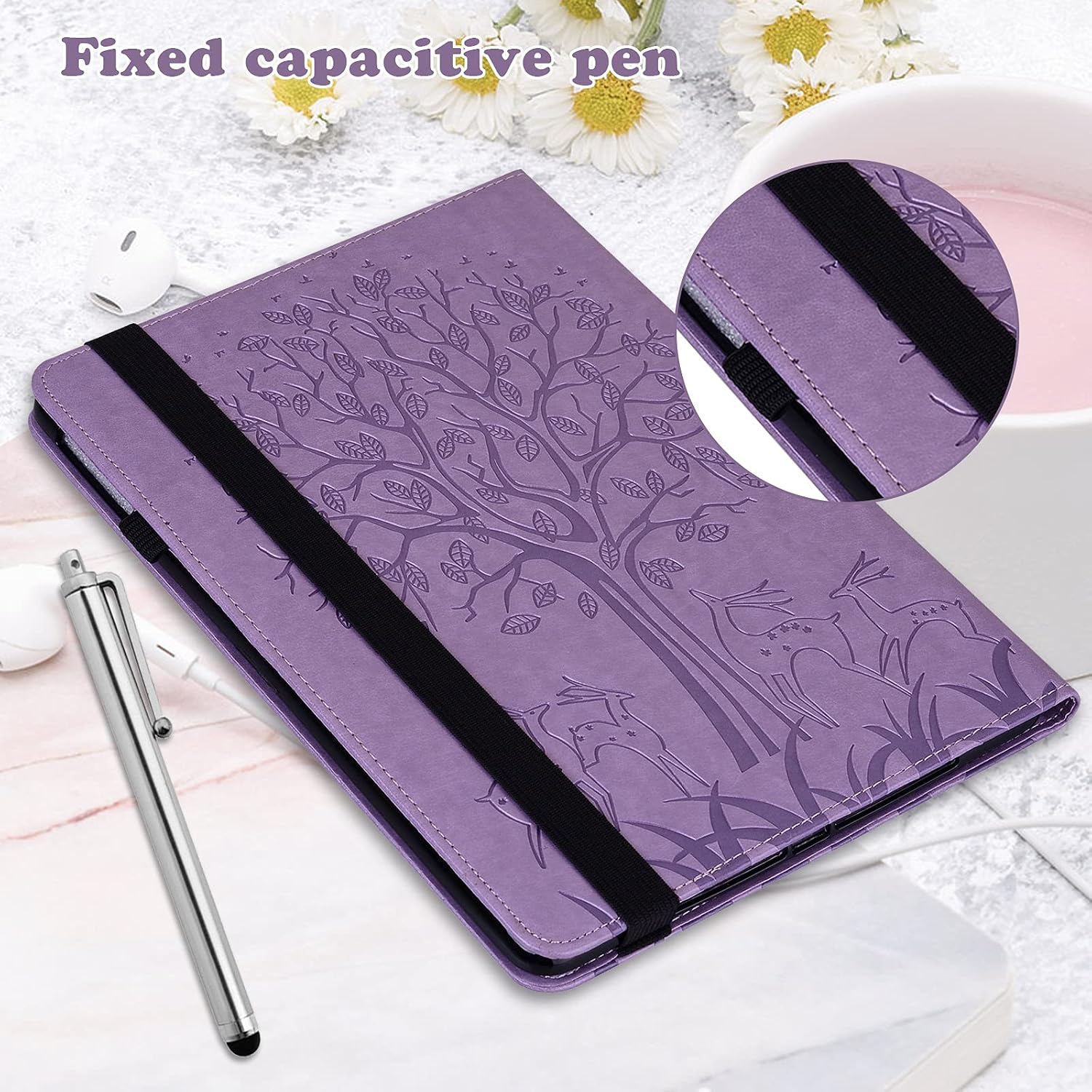 Detalle de BOLELAW Hülle für iPad mini 5 (2019, 5. Generation) 7,9 Zoll – Lila mit Stifthalter und Standfunktion