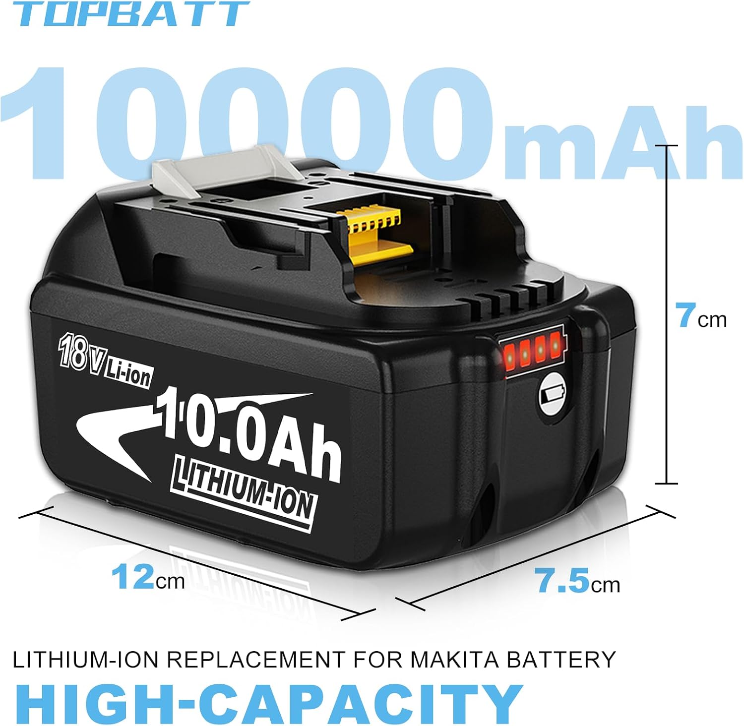 Detalle de 2Stück 10000mAh BL1860B Akku-Set mit Doppelaufladung 3A DC18RD Ladegerät für Makita 14,4–18V