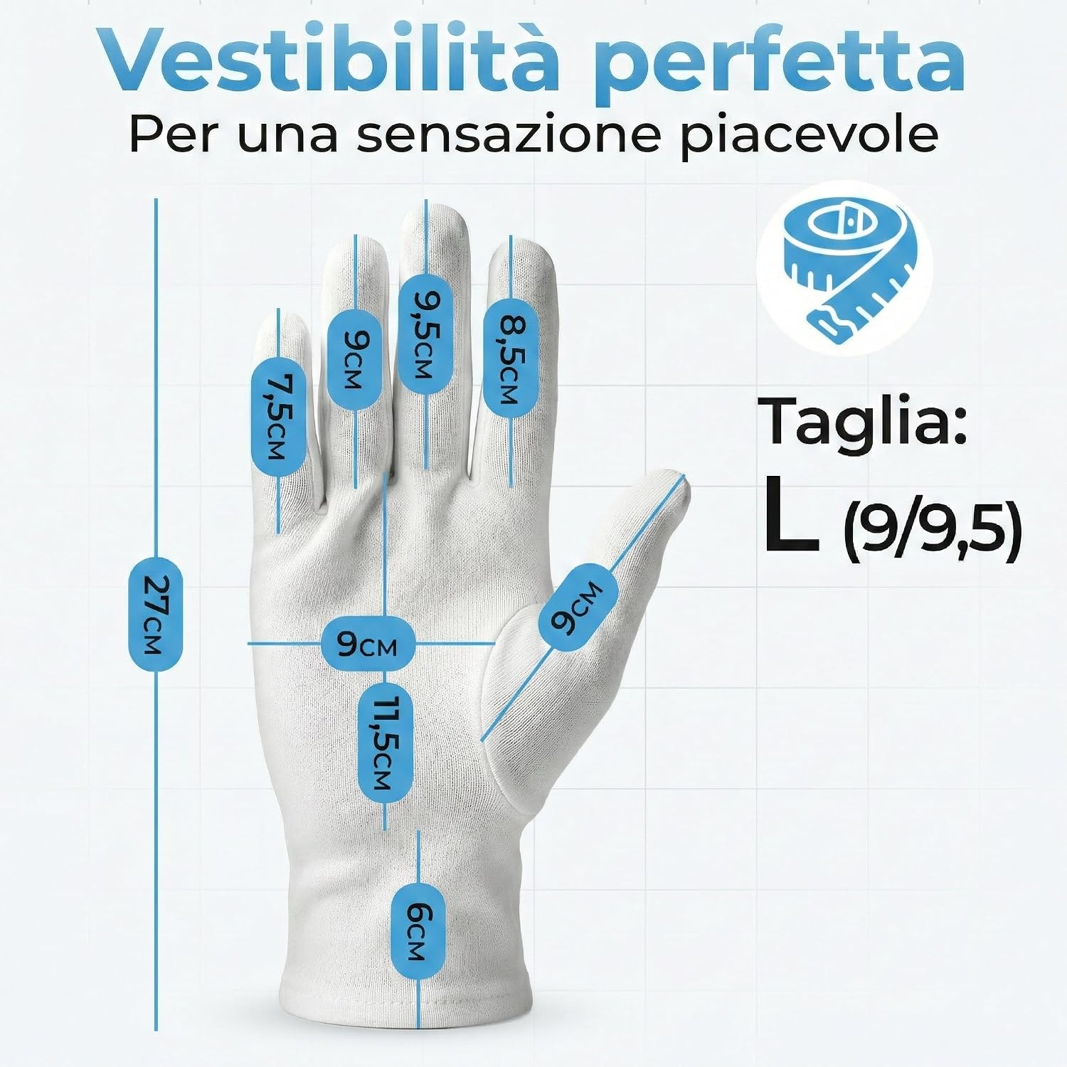 Thumbnail 4 de LAVAMED Guanti sottili di cotone bianco riutilizzabili (3 paia) per estetica e cura della pelle