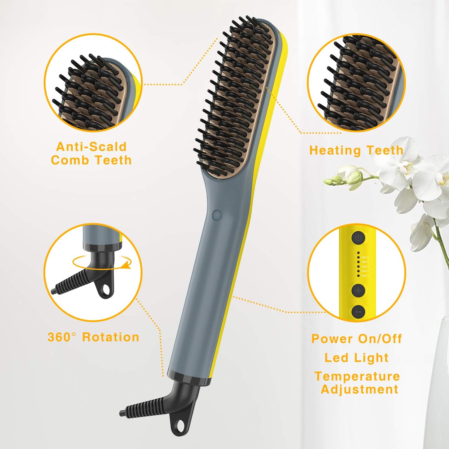 Thumbnail 5 de Spazzola Lisciante per Barba e Capelli con Tecnologia PTC e Rivestimento Ceramico – 5 Temperature
