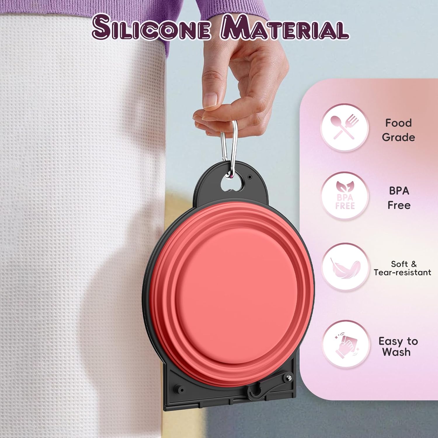 Detalle de Pawaboo 2-in-1 Zusammenklappbare Hundenäpfe – kompakte Reise-Näpfe mit stabilem Doppel-Design