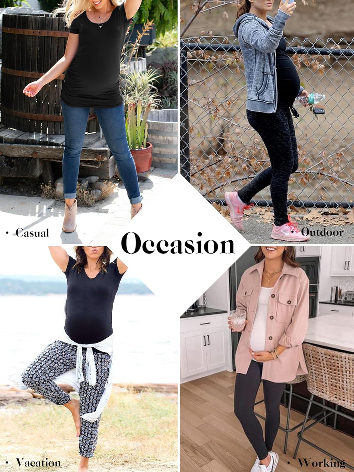 Detalle de Love2Mi 3er Pack Damen Umstandsshirt Kurzarm – Seitliche Raffung für wachsenden Babybauch